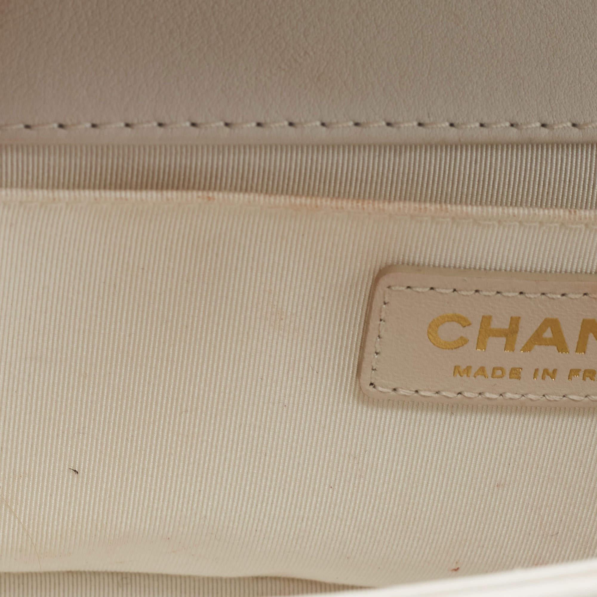 Chanel White Stitch Quilted Leather Medium Boy Flap Bag 9