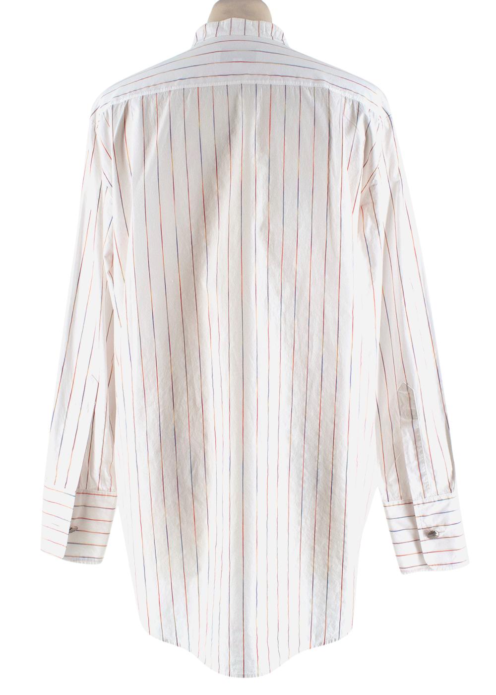 Gray Chanel White Striped Collarless Shirt - Size US 0-2 For Sale