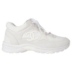CHANEL daim et cuir REV CC LOW-TOP Sneakers Chaussures 38.5
