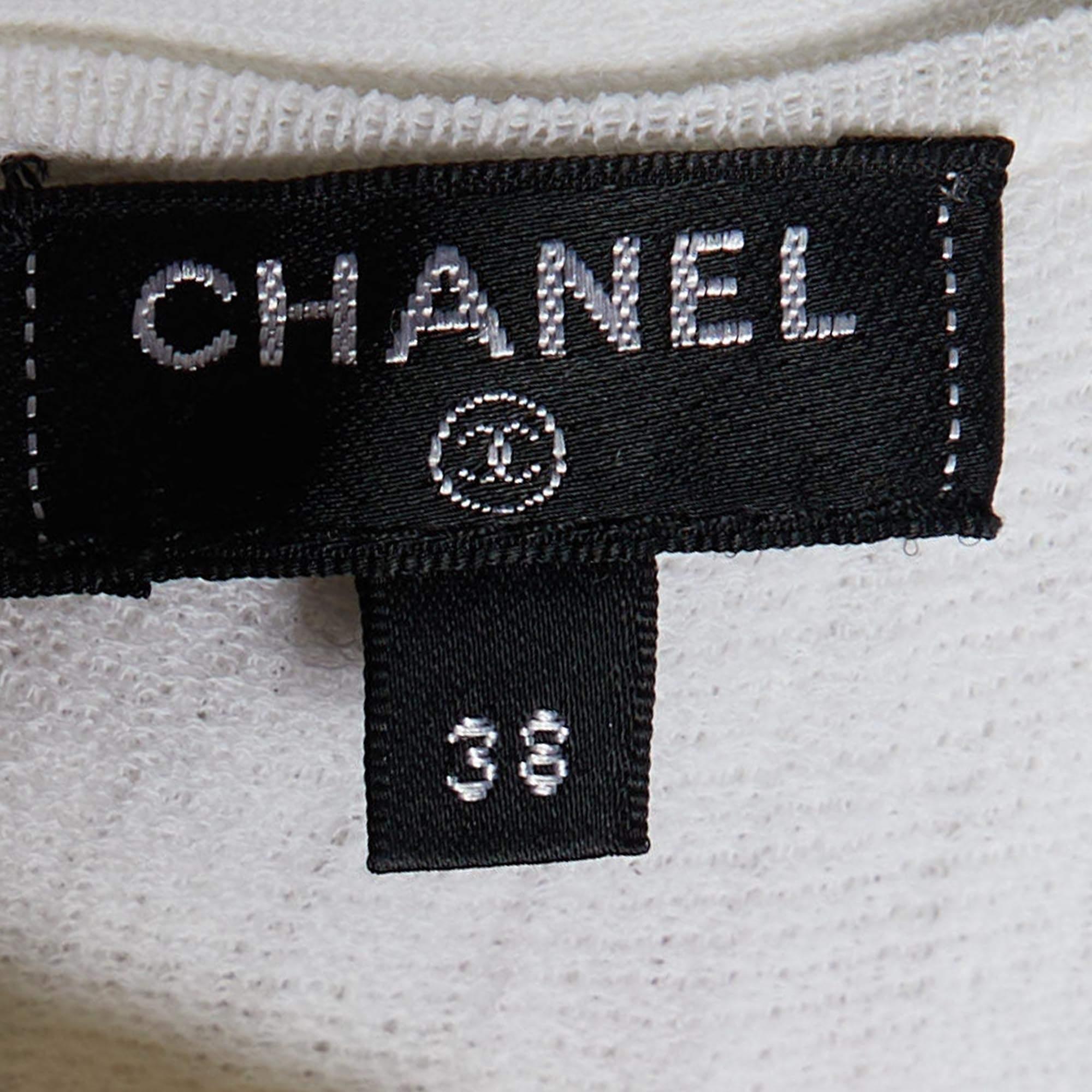 Chanel White Textured Knit Midi Skirt M In Excellent Condition In Dubai, Al Qouz 2