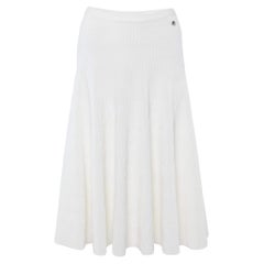 Chanel White Textured Knit Midi Skirt M