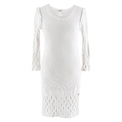  Chanel White Textured Long Sleeve Mini Dress - Size US 0-2