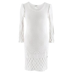  Chanel White Textured Long Sleeve Mini Dress - Size US 0