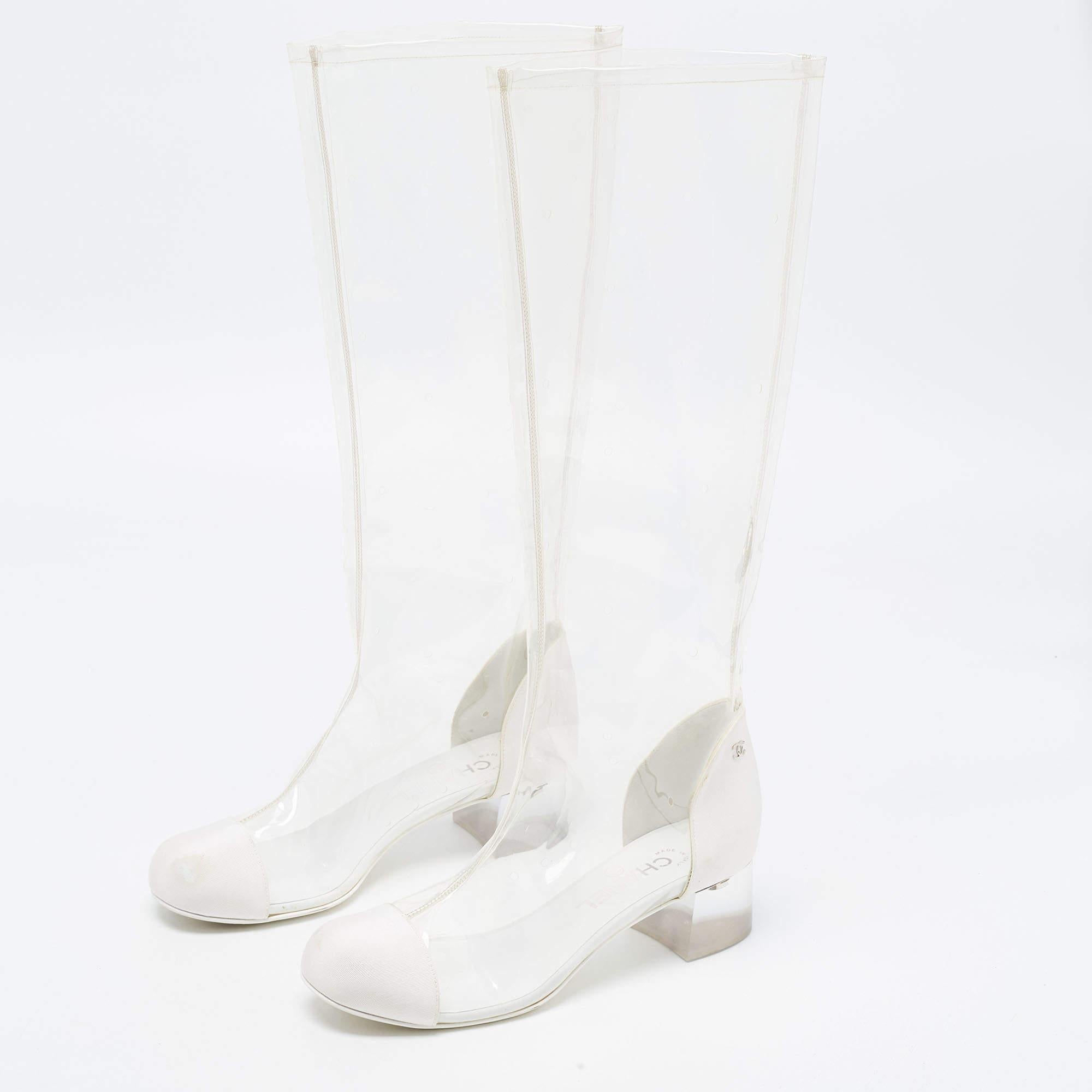 chanel clear boots