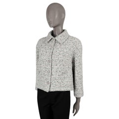 CHANEL white & turquoise 2019 19C LA PAUSA SEQUIN TWEED Jacket L