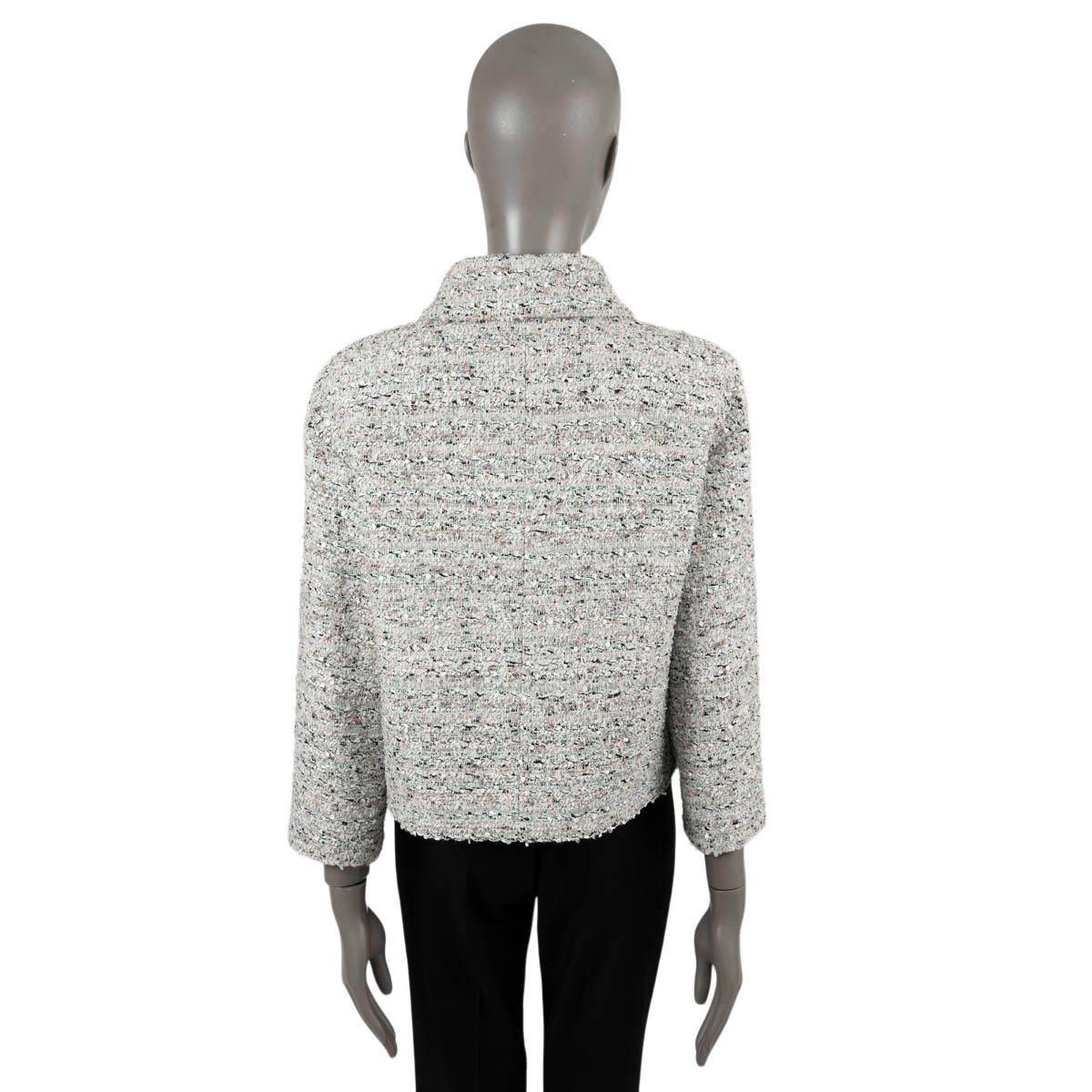 CHANEL, veste blanche et turquoise 2019 19C LA PAUSA SEQUIN TWEED Jacket L Pour femmes en vente