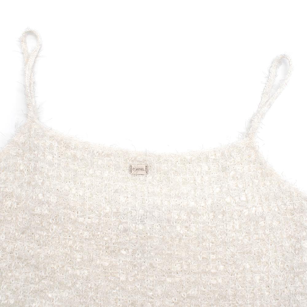 Chanel White Tweed Cami Top SIZE 42 In Excellent Condition In London, GB
