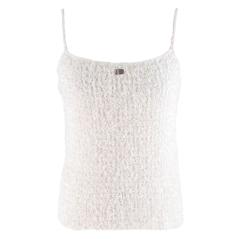 Chanel White Tweed Cami Top SIZE 42