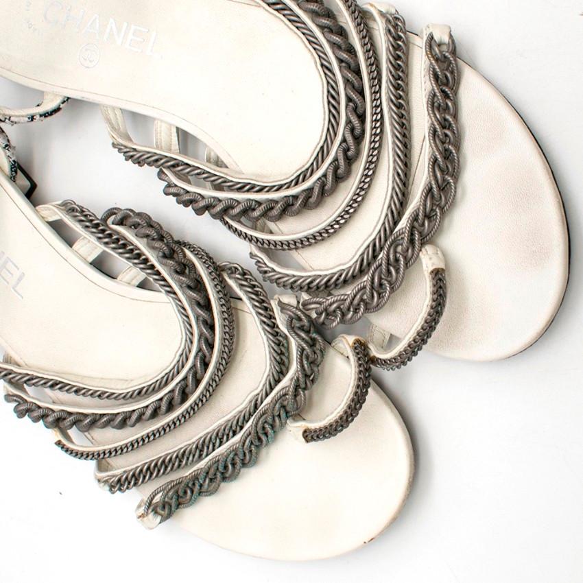 chanel white tweed sandals