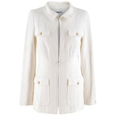 Chanel Weiß Tweed Classic Jacke - Größe US 4