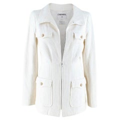 Chanel White Tweed Classic Jacket - Size US 4