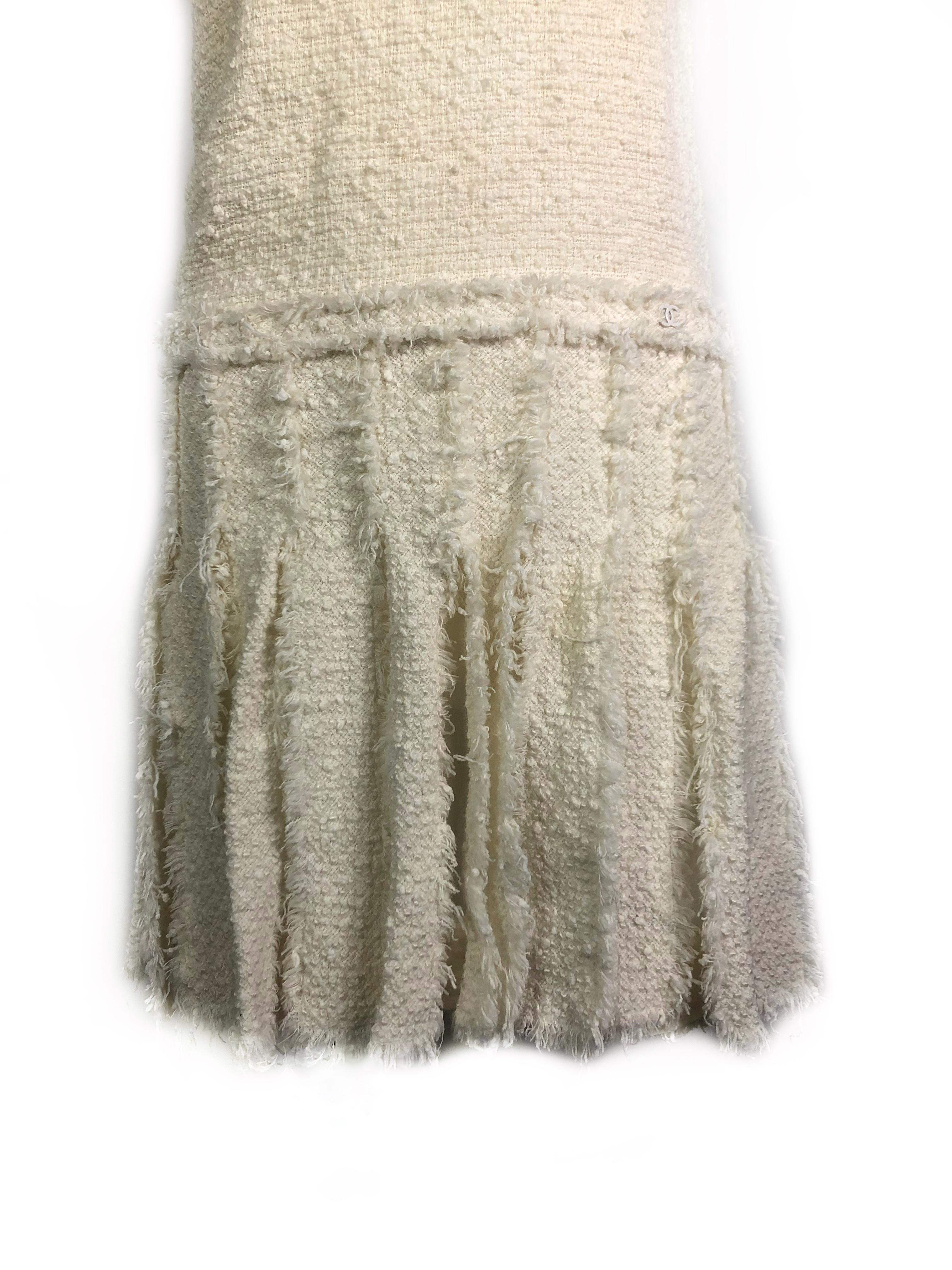 chanel tweed dress white