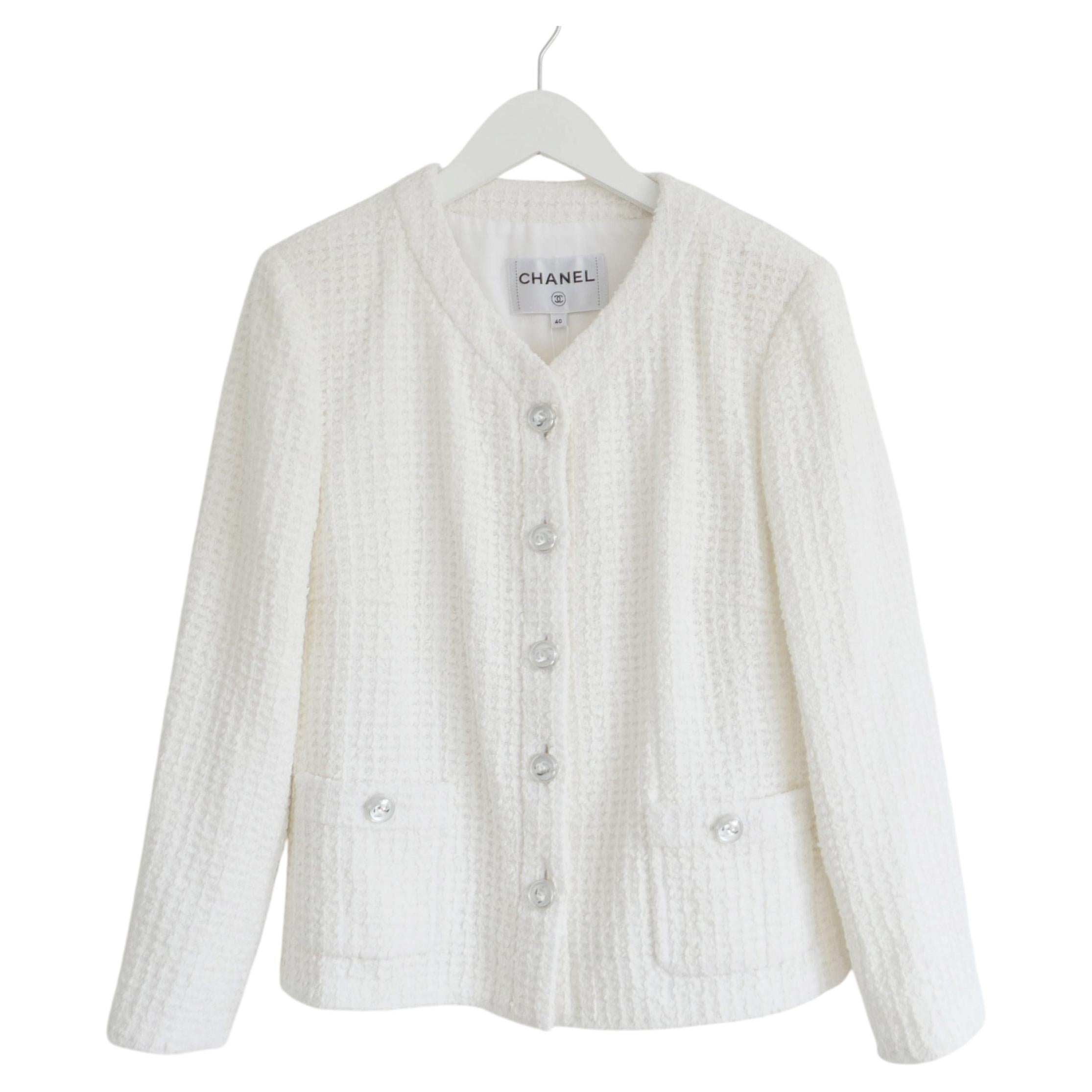 Chanel White Tweed Jacket 23P 2023 Spring-Summer Pre-Collection