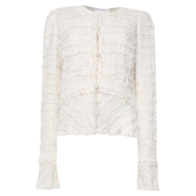 Chanel White Tweed Jacket Spring 2005 Karl Lagerfeld