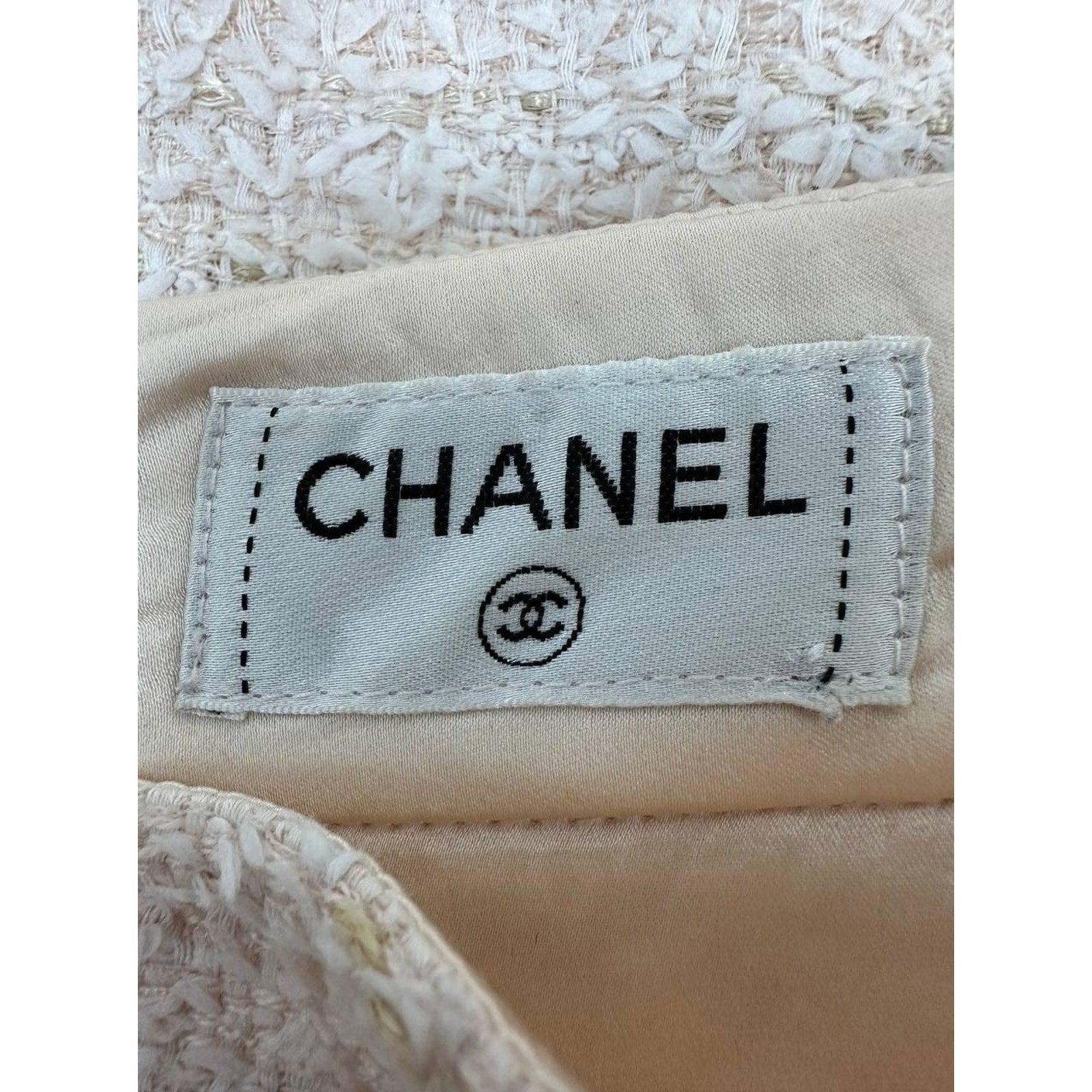 Chanel Tweed blanc  Jupe  Sz.44 en vente 1