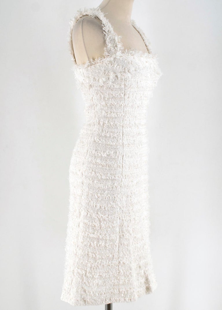 Chanel White Tweed Sleeveless Dress SIZE 42 For Sale at 1stdibs