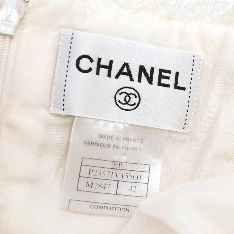 Chanel White Tweed Sleeveless Dress SIZE 42 For Sale at 1stdibs