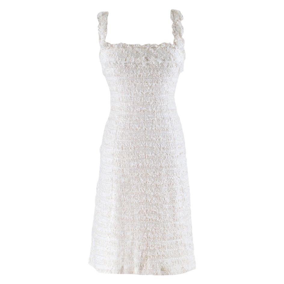 Chanel White Tweed Sleeveless Dress - Size US 6 at 1stDibs