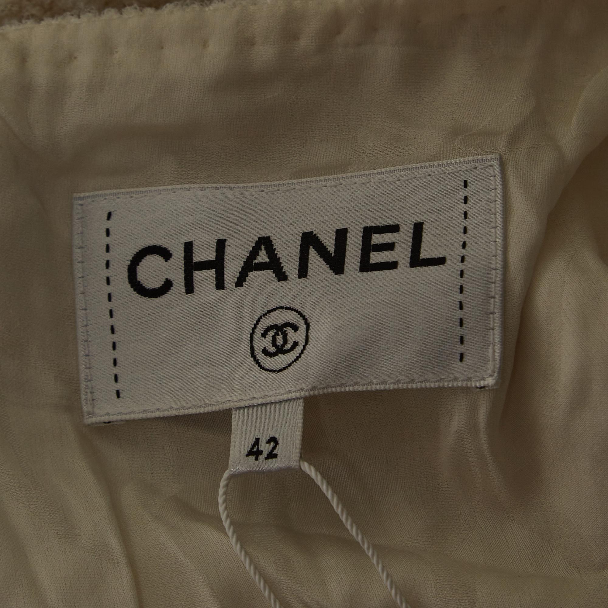 Chanel White Tweed Sleeveless Knee-Length Dress L 3