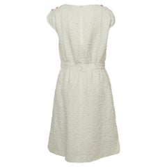 Chanel White Tweed Sleeveless Knee-Length Dress L