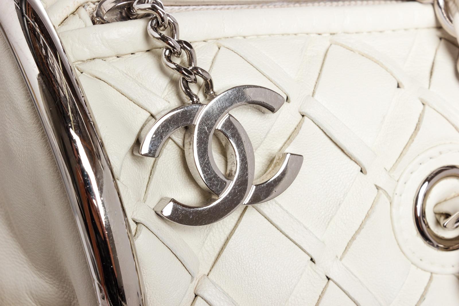 Chanel White Ultimate Soft Leather Sombrero Bowler Bag 1
