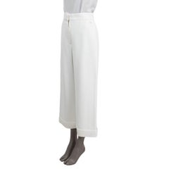 CHANEL white viscose 2017 17K WIDE LEG CREPE Pants 38 S