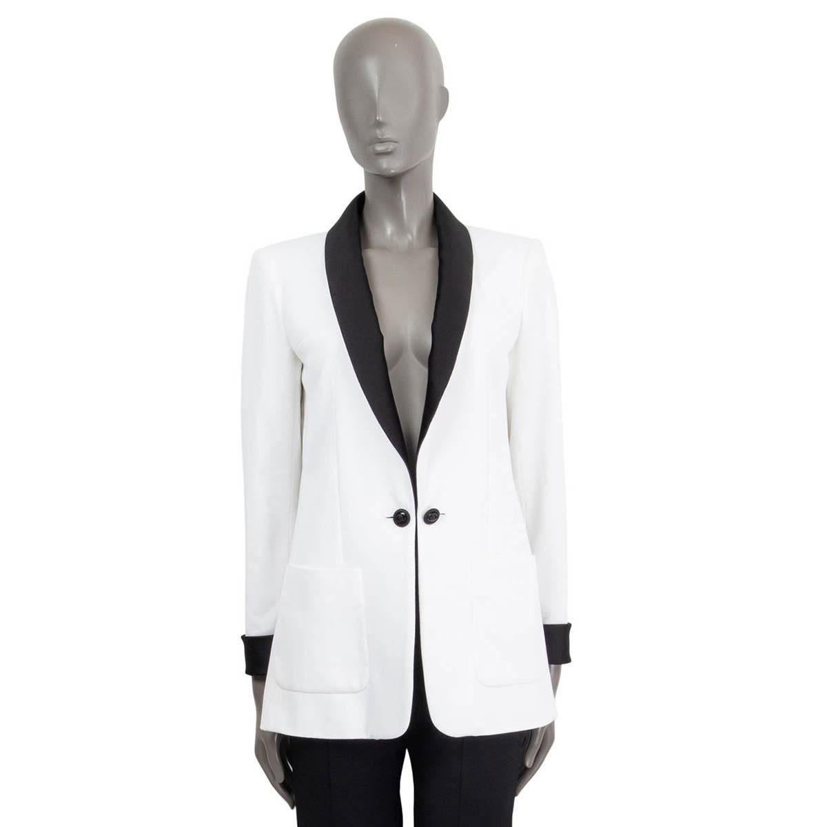 Gray CHANEL white viscose 2018 18P CREPE TUXEDO Blazer Jacket 36 XS For Sale