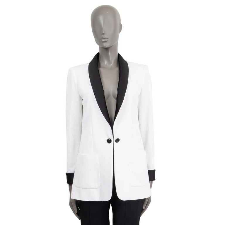 CHANEL white viscose 2018 18P CREPE TUXEDO Blazer Jacket 36 XS For Sale at  1stDibs