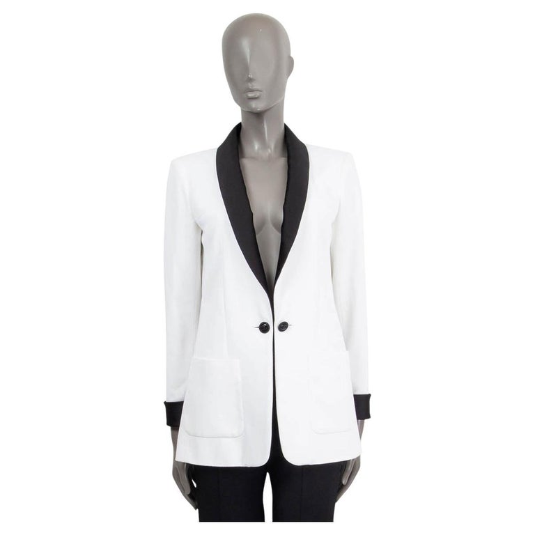 Vlot Talloos Altaar CHANEL white viscose 2018 18P CREPE TUXEDO Blazer Jacket 36 XS For Sale at  1stDibs