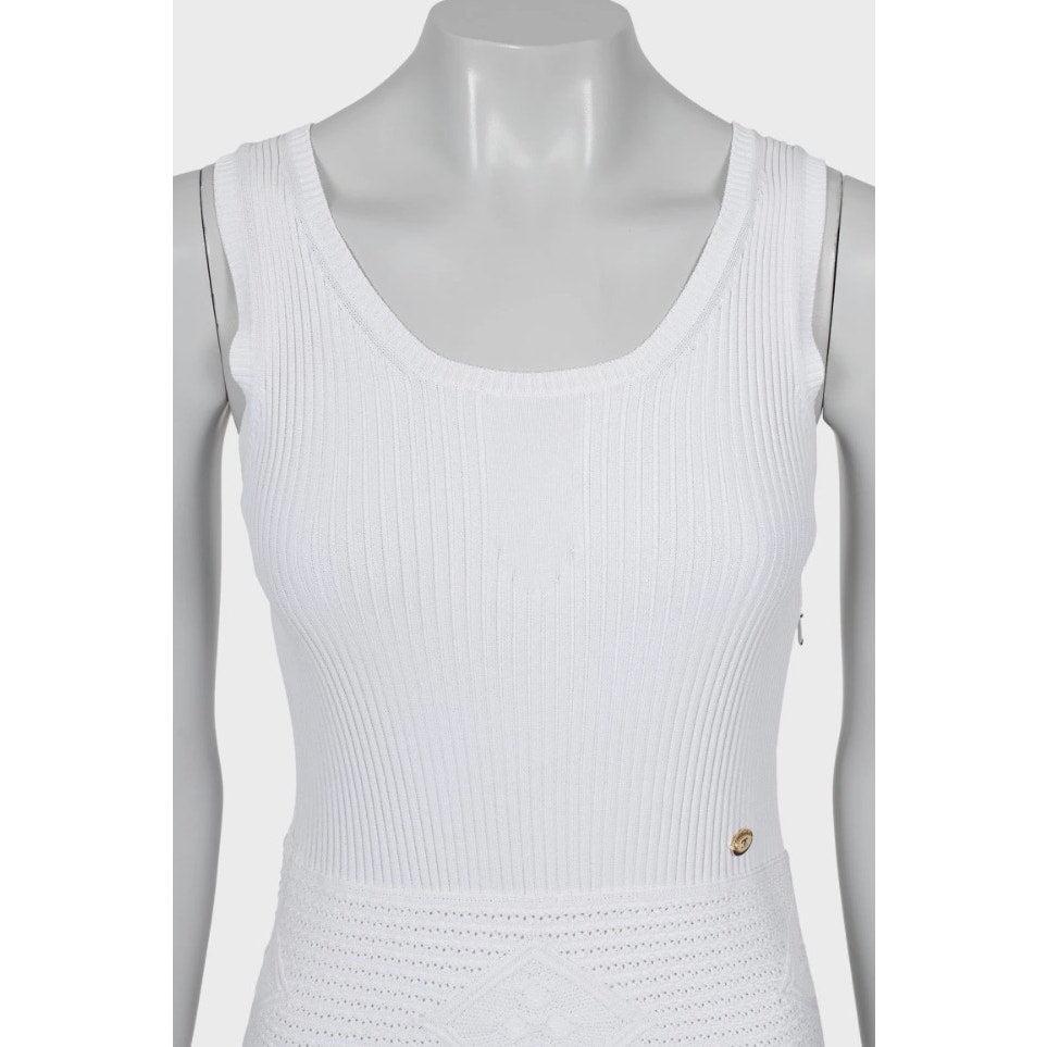 Chanel Weißes Kleid aus Viskosemischung - Größe FR40 (fällt klein aus) im Zustand „Gut“ im Angebot in Krakow, PL