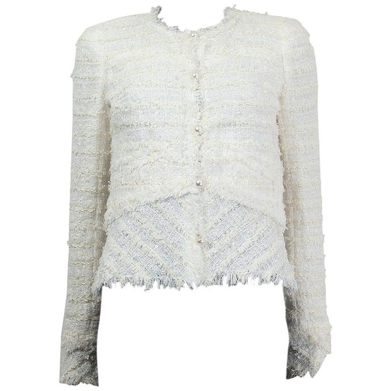 chanel white tweed blazer jacket