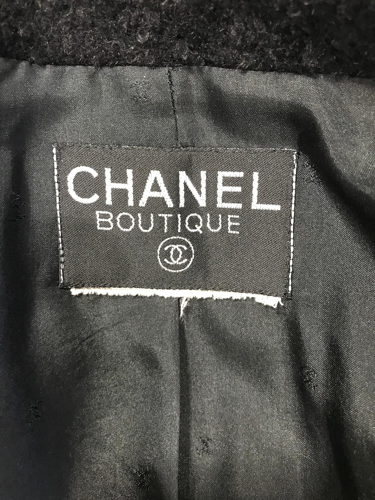 Chanel White & Wine Braid Trim Black Boucle Jacket 42 6