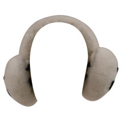 Chanel White with black CC logo earmuffs 