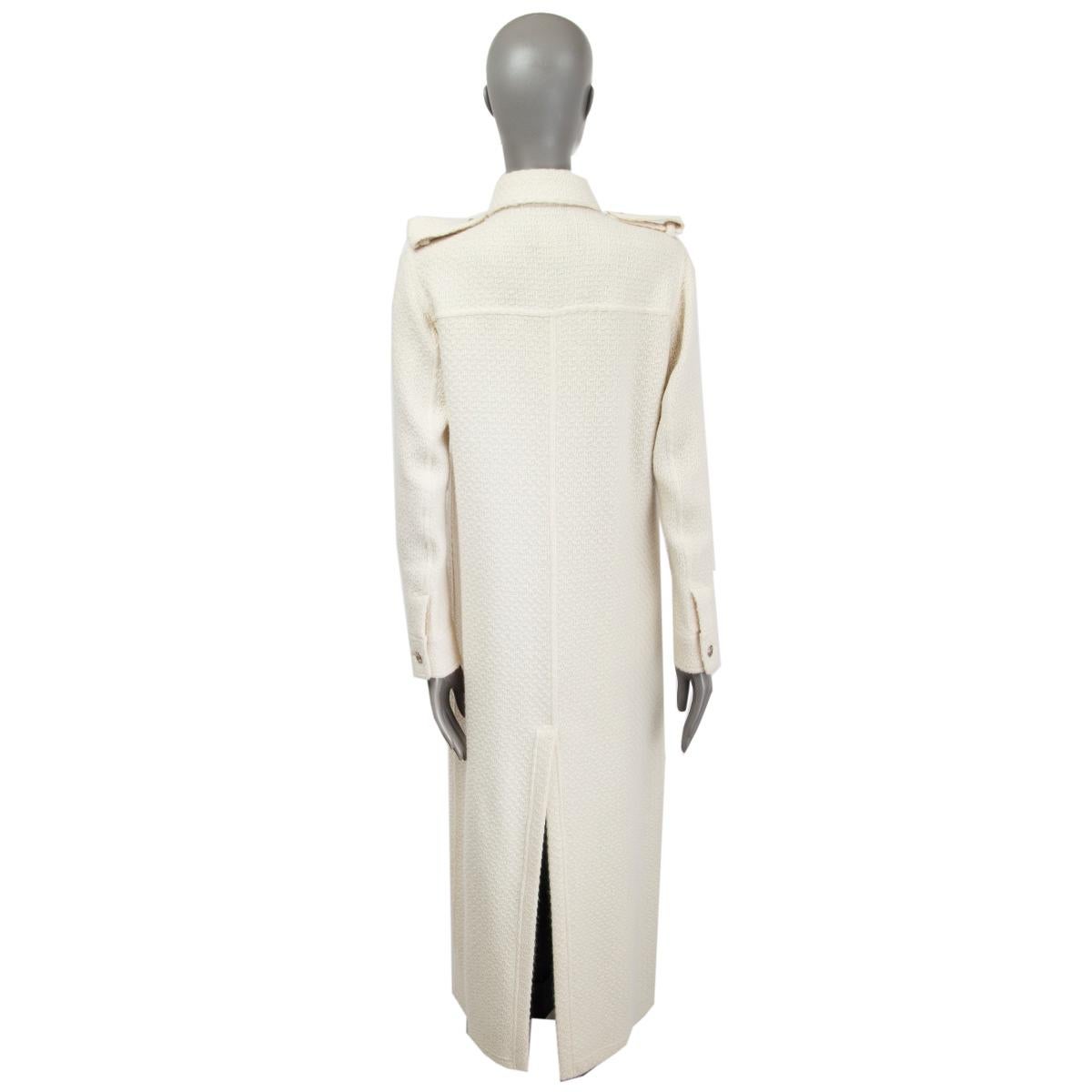 White CHANEL white wool & angora FULL LENGTH KNIT Coat Jacket 40 M