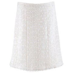 Chanel Chanel Weißer Tweed-Rock aus einer Wollmischung Größe: US 8