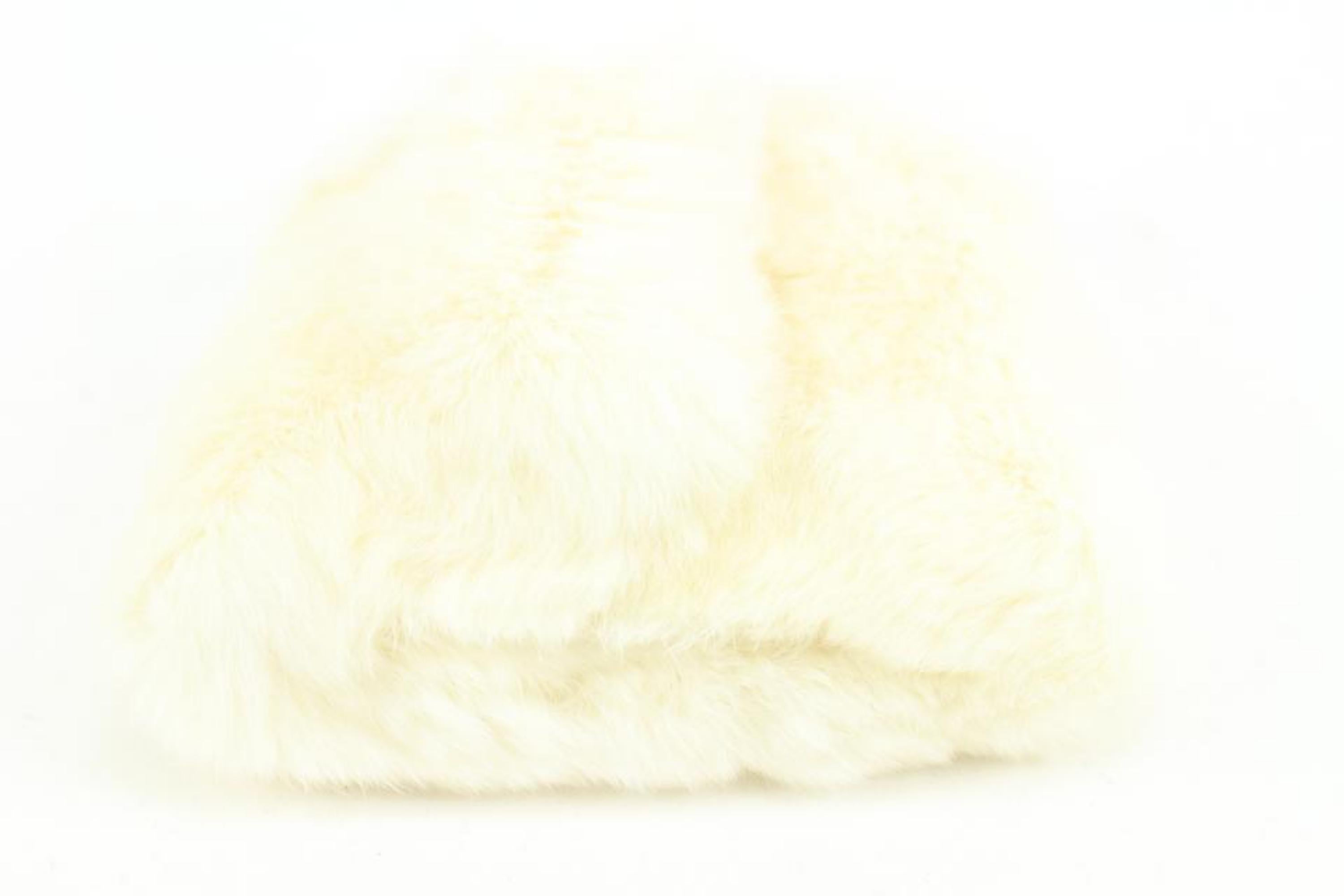 Chanel White x Black CC Rabbit Fur Wrist Band Bracelet s331ck41 For Sale 5