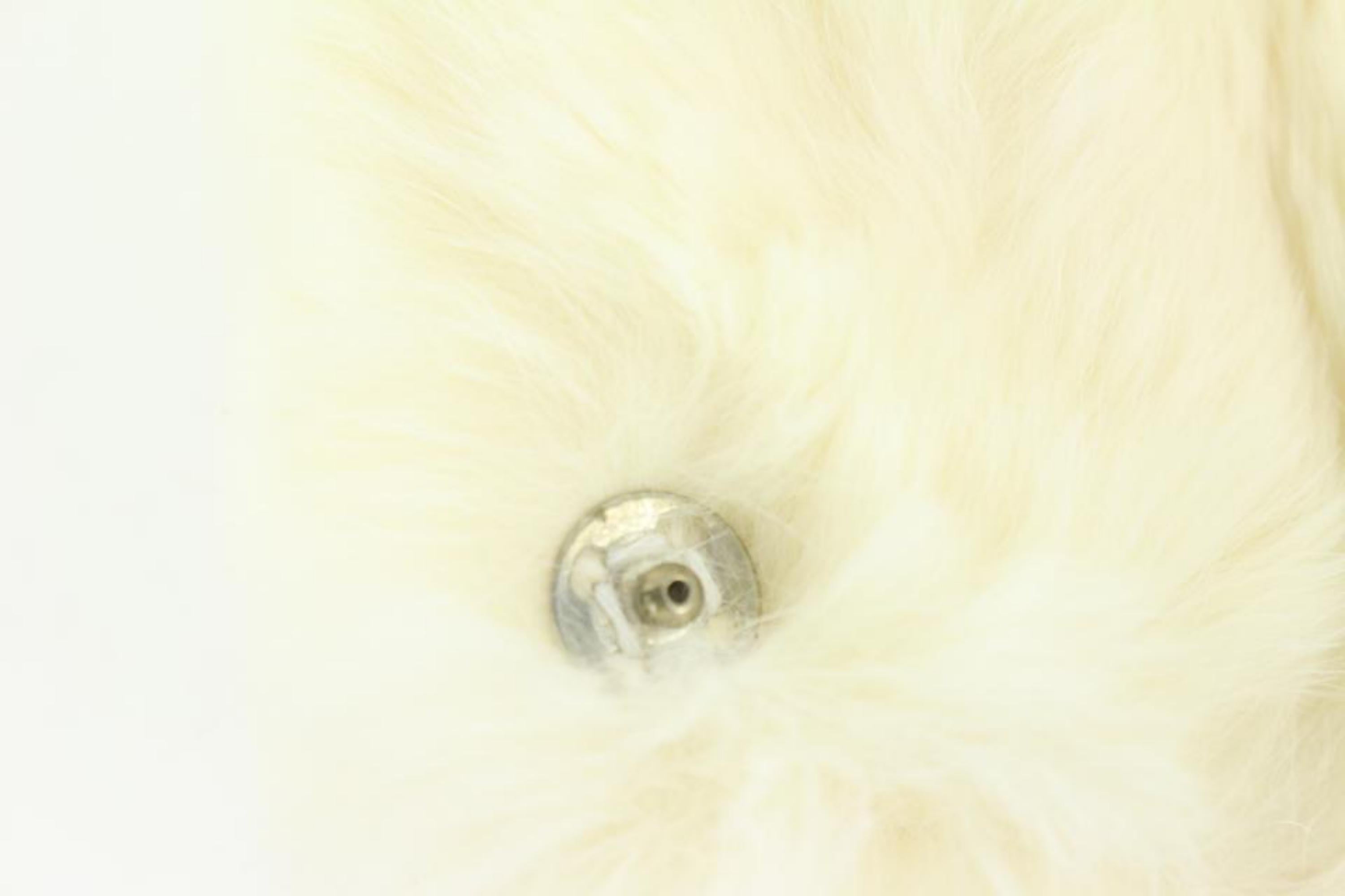 Chanel White x Black CC Rabbit Fur Wrist Band Bracelet s331ck41 For Sale 6