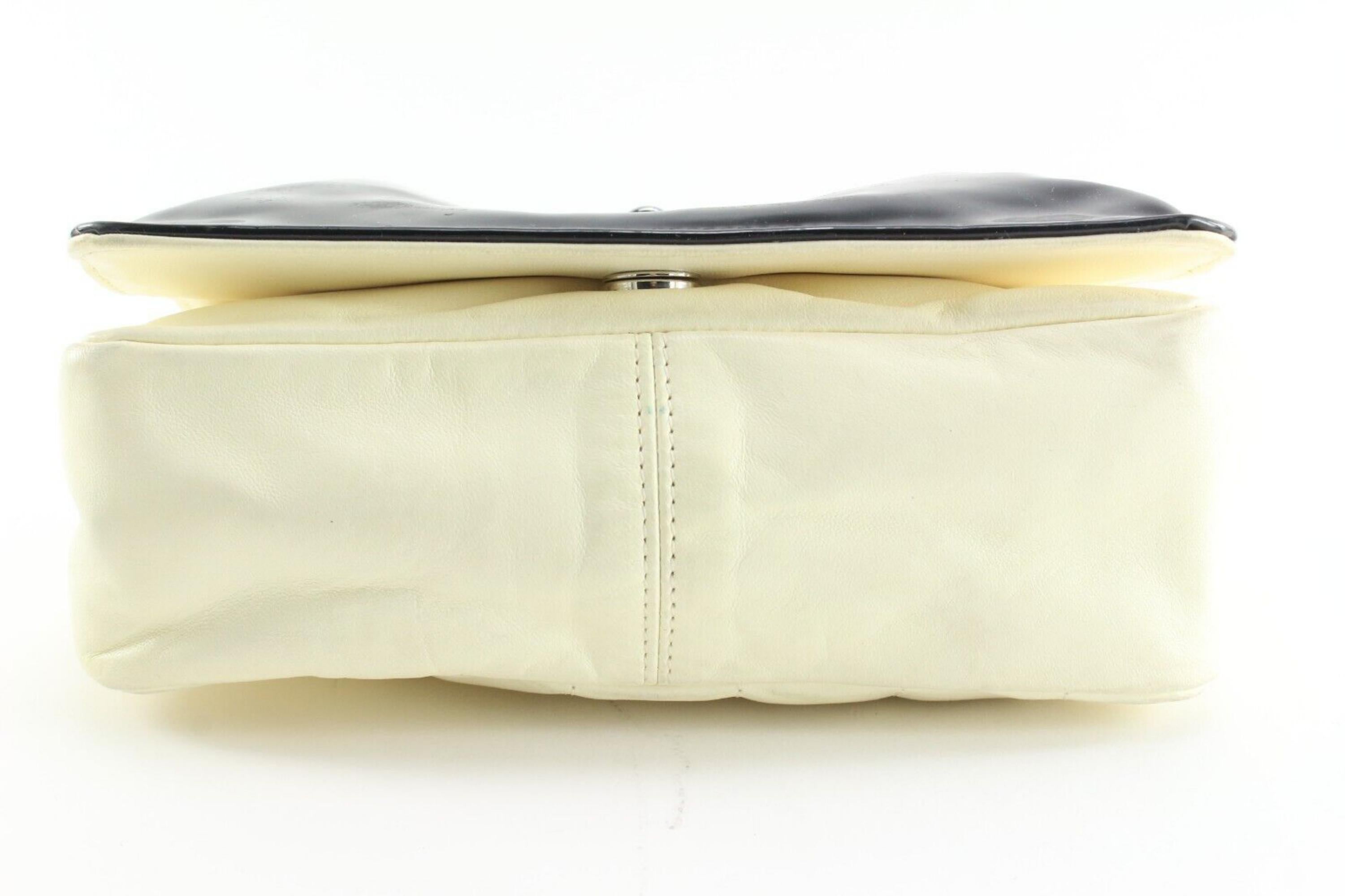 Chanel White x Black Quilted Lambskin Bicolor Kisslock Flap SHW 1CJ0427 1