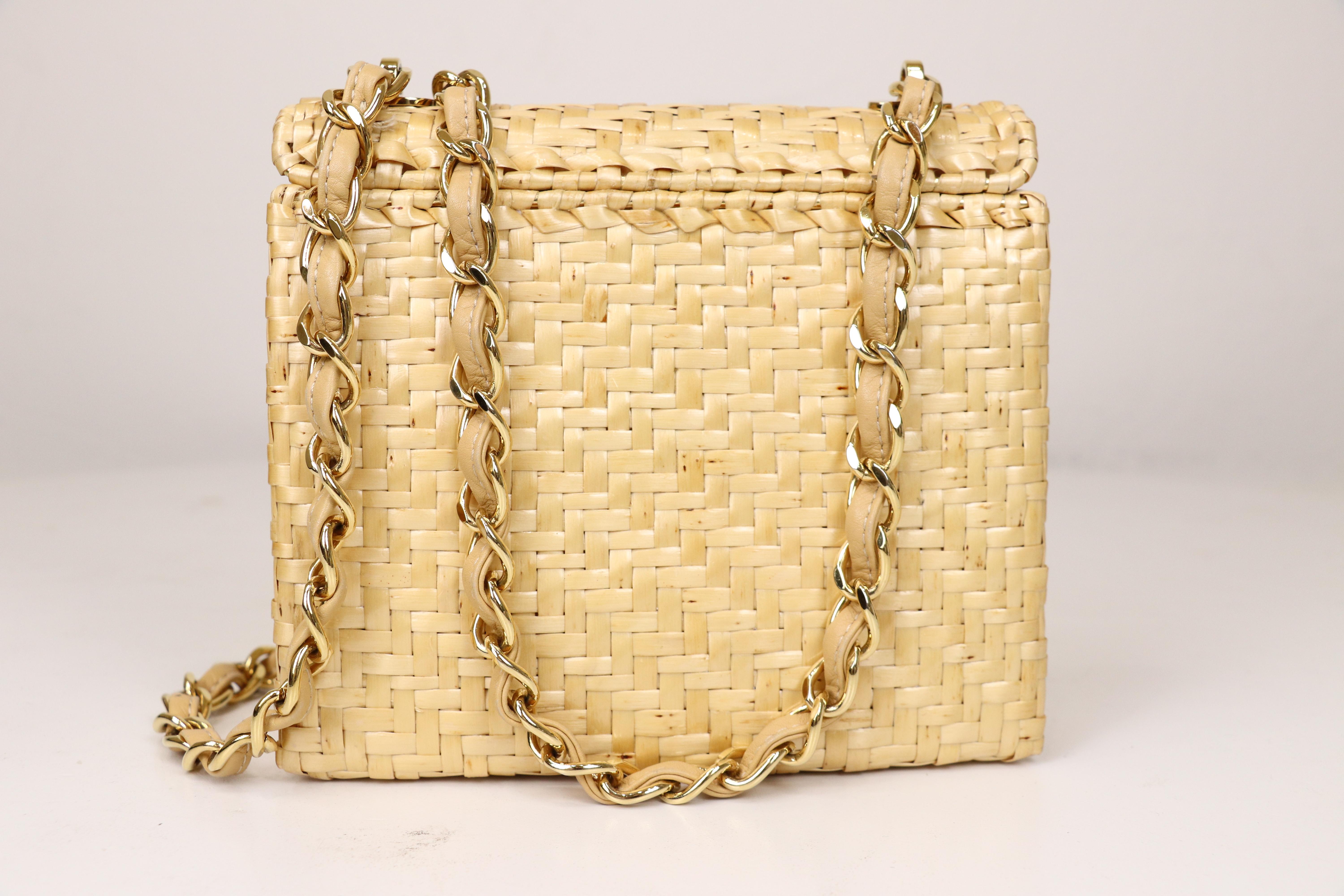 Beige Chanel Wicker Flap Bag 2000-2002 