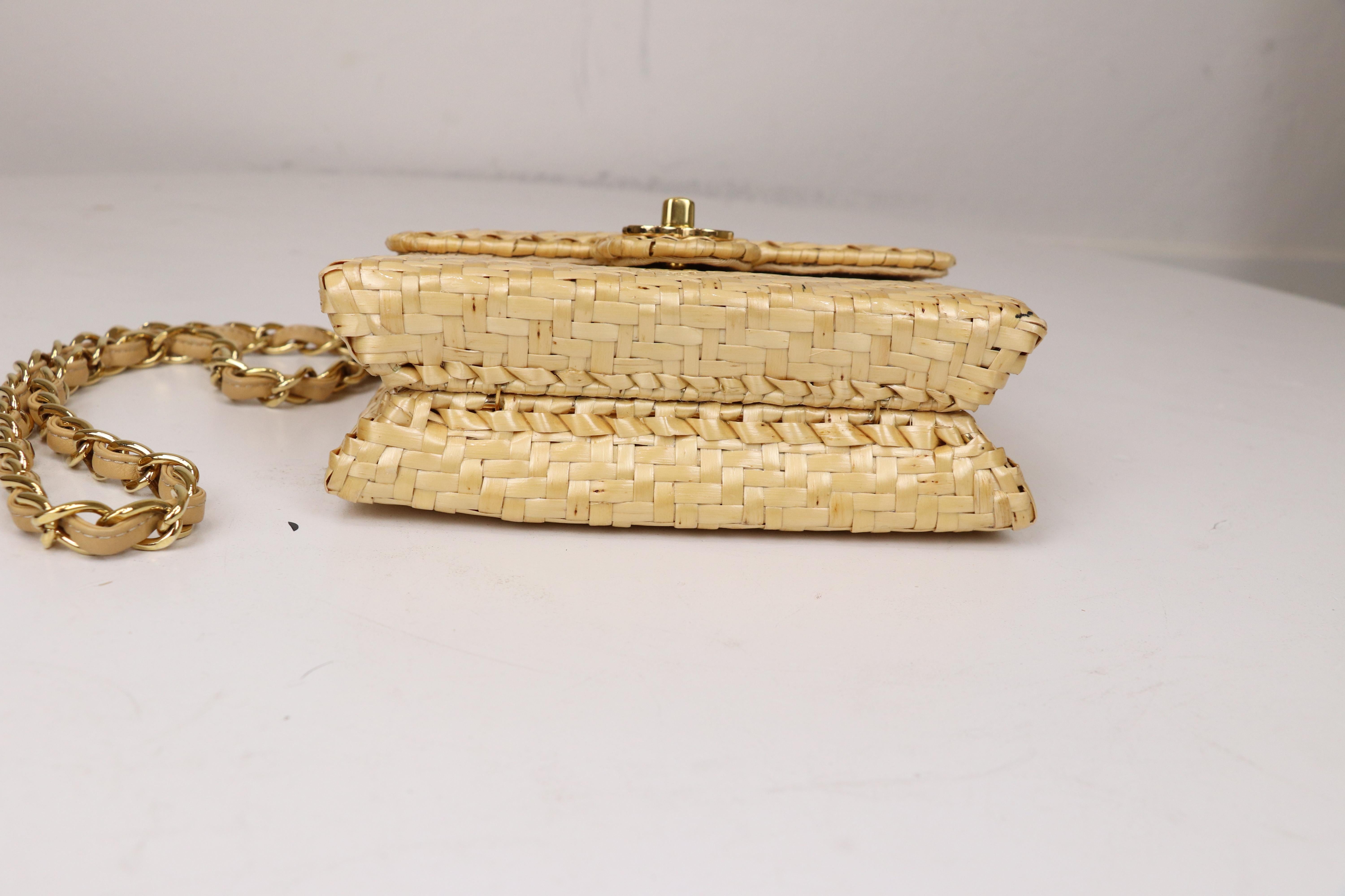 Chanel Wicker Flap Bag 2000-2002  In Excellent Condition In Carmel, CA