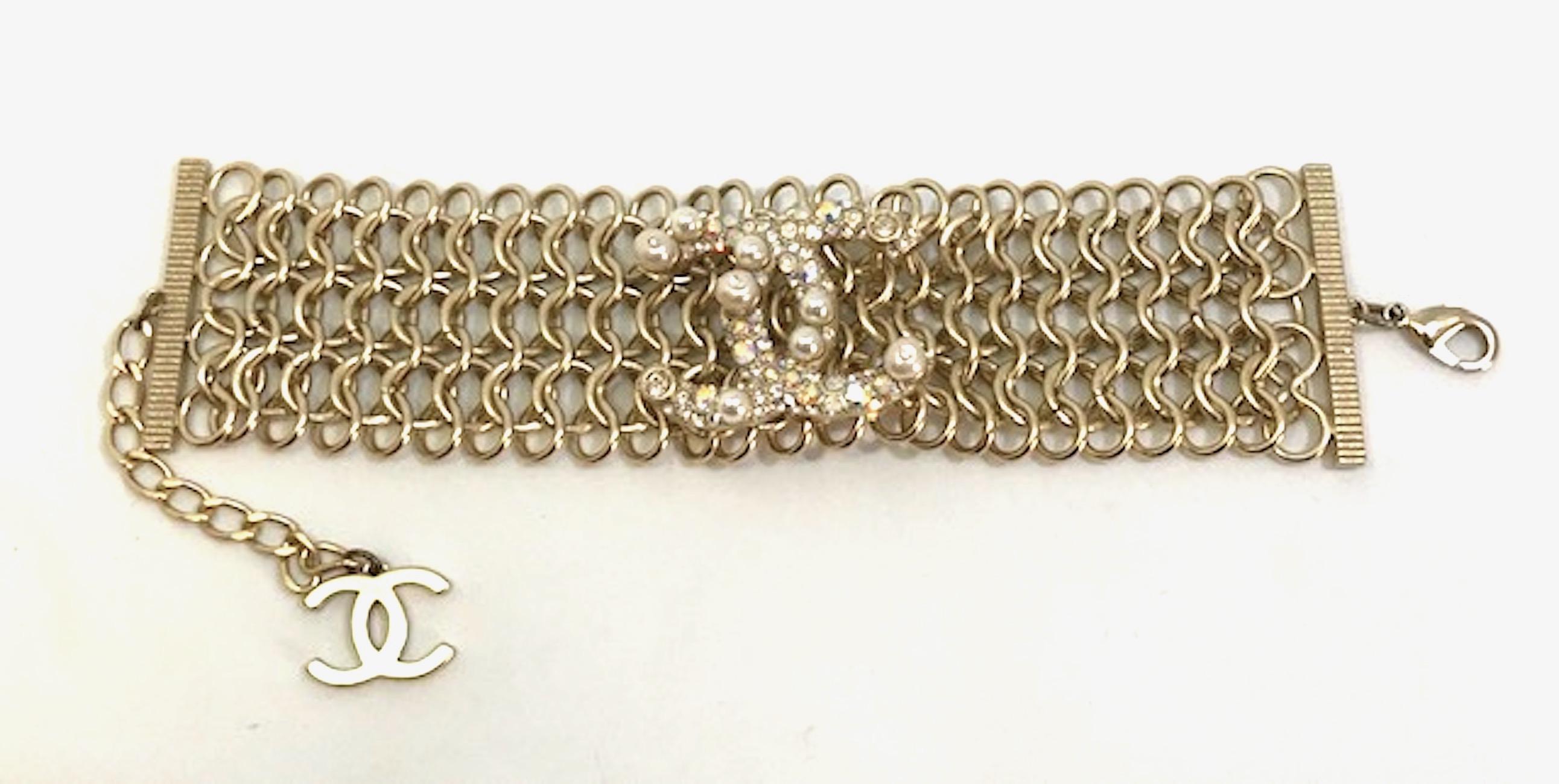 Women's Chanel Wide Chain Link CC Logo Bracelet, 2018 Collection