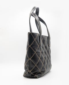 Chanel Wild Stitch Black Leather Tote Bag