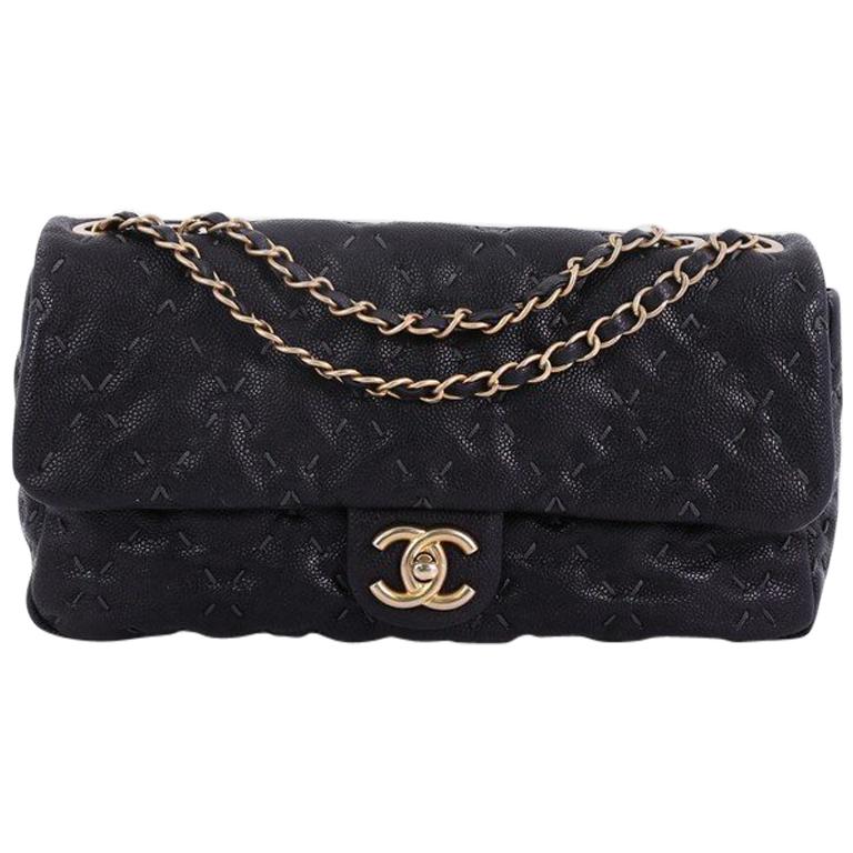 Chanel Wild Stitch Flap Bag Quilted Caviar Large