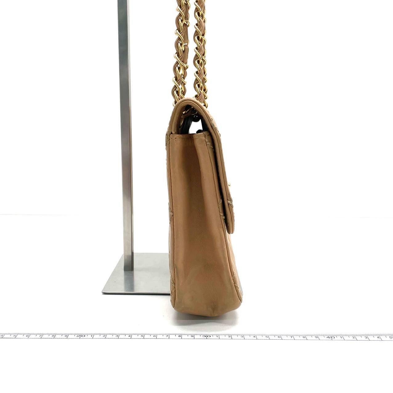 Chanel Wild Stitch Flap Beige Leather with Stitching Detail For Sale 1