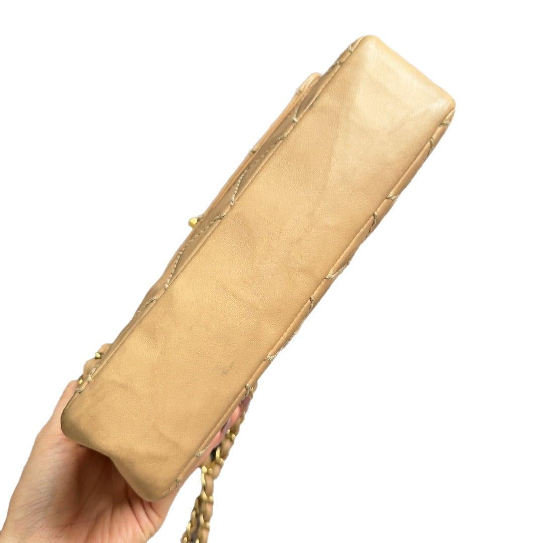 Chanel Wild Stitch Flap Beige Leather with Stitching Detail For Sale 4