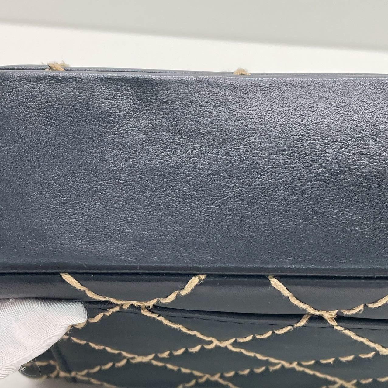 Chanel Wild Stitch Flap Black Leather with Stitching Detail 2000-2002 For Sale 8