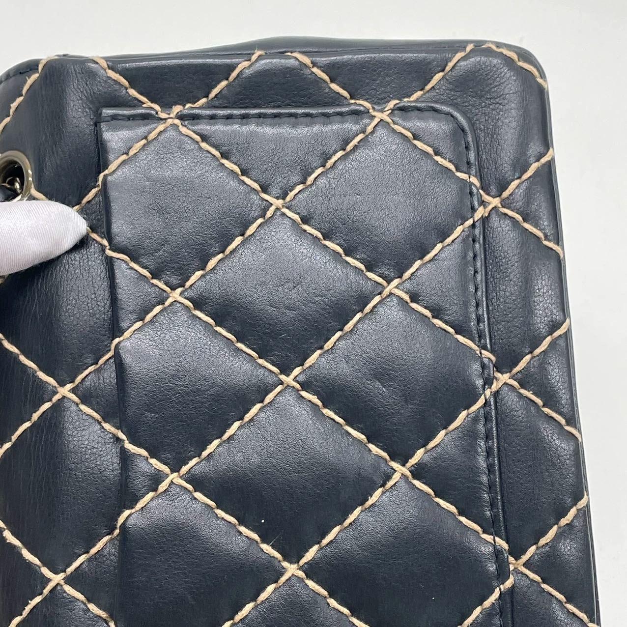 Chanel Wild Stitch Flap Black Leather with Stitching Detail 2000-2002 For Sale 10