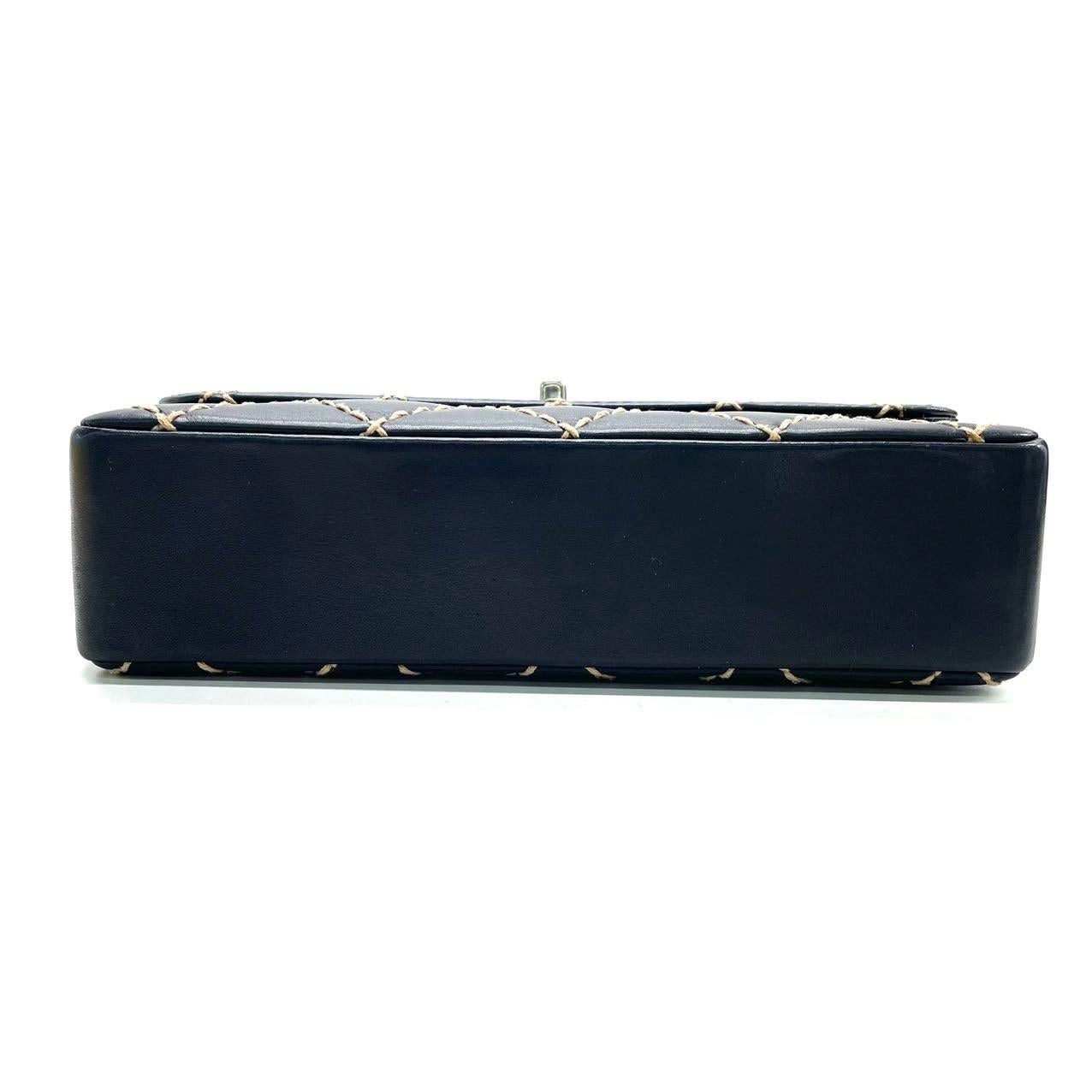 Chanel Wild Stitch Flap Black Leather with Stitching Detail 2000-2002 For Sale 1