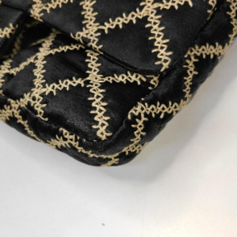 Chanel Wild Stitch Medium Black Silk Flap Bag Gold Hardware, 2009 For Sale 9