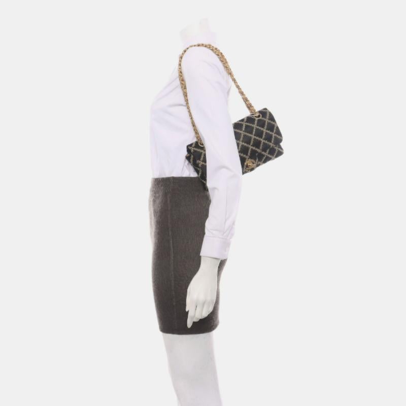 Chanel Wild Stitch Medium Black Silk Flap Bag Gold Hardware, 2009
 These are professional photos of the actual bag.
 This one-of-a-kind Chanel Classic Flap Vintage bag in black silk with wild stitch is sure to grab attention in a crowd! Truly a